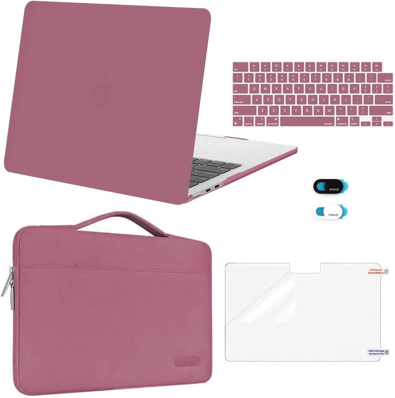 MOSISO Compatible with MacBook Air 13 inch Case M5 2026 M4 2025 M3 M2 2024-2022 A3449 A3240 A3113 A2681,Hard Shell&Sleeve Bag&Keyboard Skin&Webcam Cover&ScreenFilm for MacBook Air 13.6