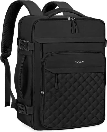 MOSISO Diamond Quilt Airline Approved Carry On Backpack, 30L Travel Pack with Packing Cubes & USB Port Fits 16-17.3 Inch Laptops for Men Women Business College