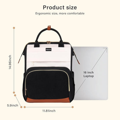 MOSISO Multi‑Compartment Travel Laptop Backpack for Women, 15.6‑16 Inch Computer Bag with Built‑in USB Charging Port, Luggage Strap & Anti‑Theft Back Pocket