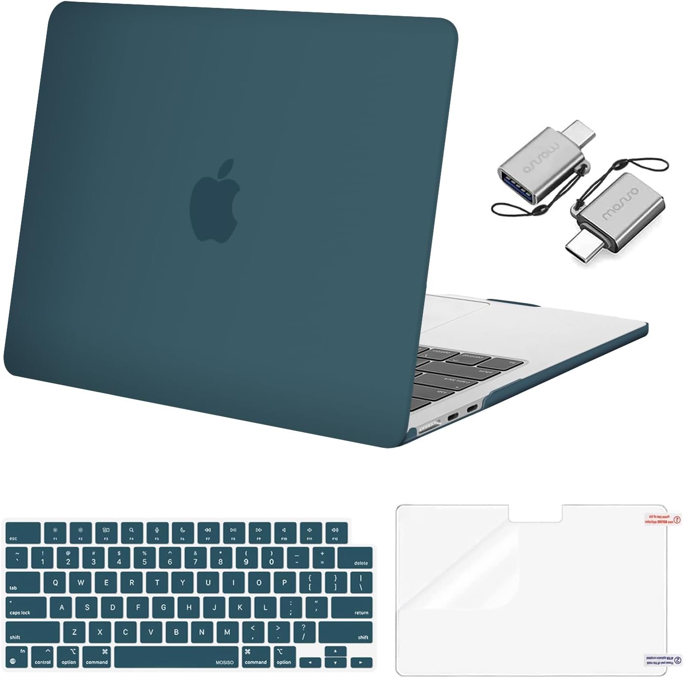 MOSISO Compatible with MacBook Air 13 inch Case M5 2026 M4 2025 M3 M2 2024-2022 A3449 A3240 A3113 A2681, Hard Shell&Keyboard Cover&Screen Film&Type C for MacBook Air 13.6 inch Case