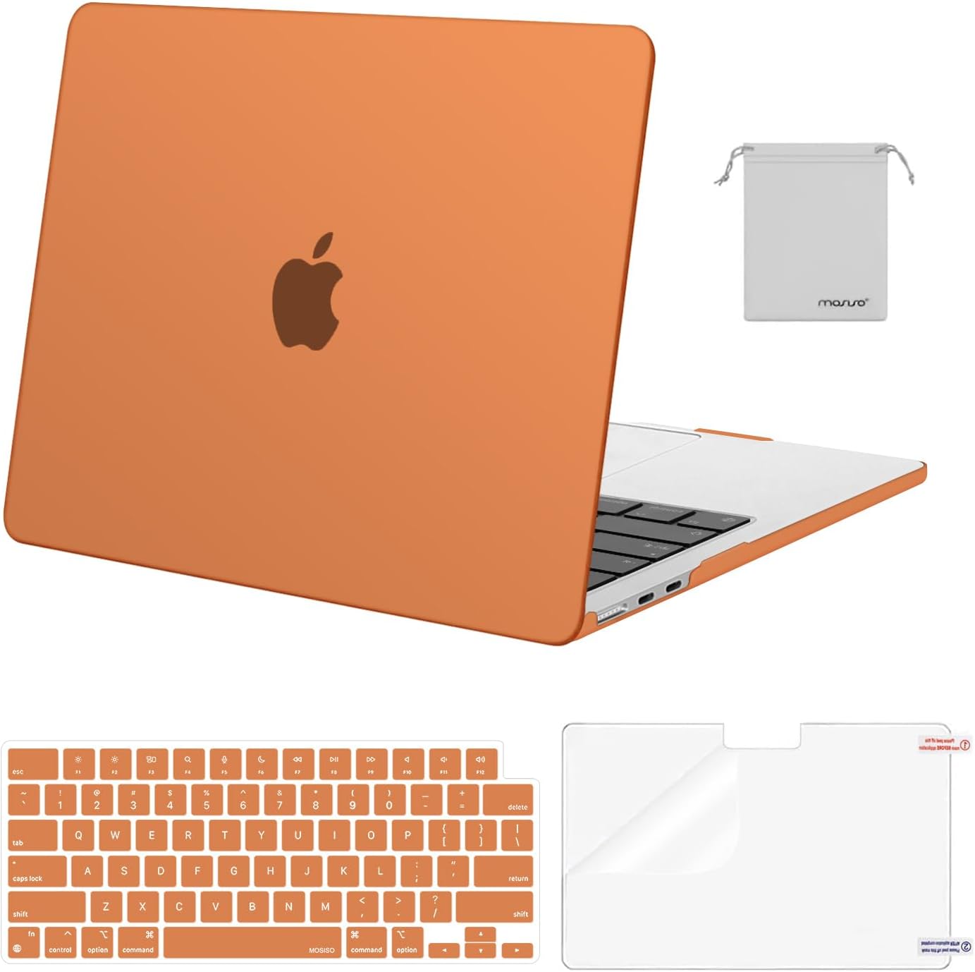 MOSISO Compatible with MacBook Air 13 inch Case M5 2026 M4 2025 M3 M2 2024-2022 A3449 A3240 A3113 A2681,Hard Shell&Keyboard Cover&Screen Film&Pouch for MacBook Air 13.6 inch Case, Crystal Clear