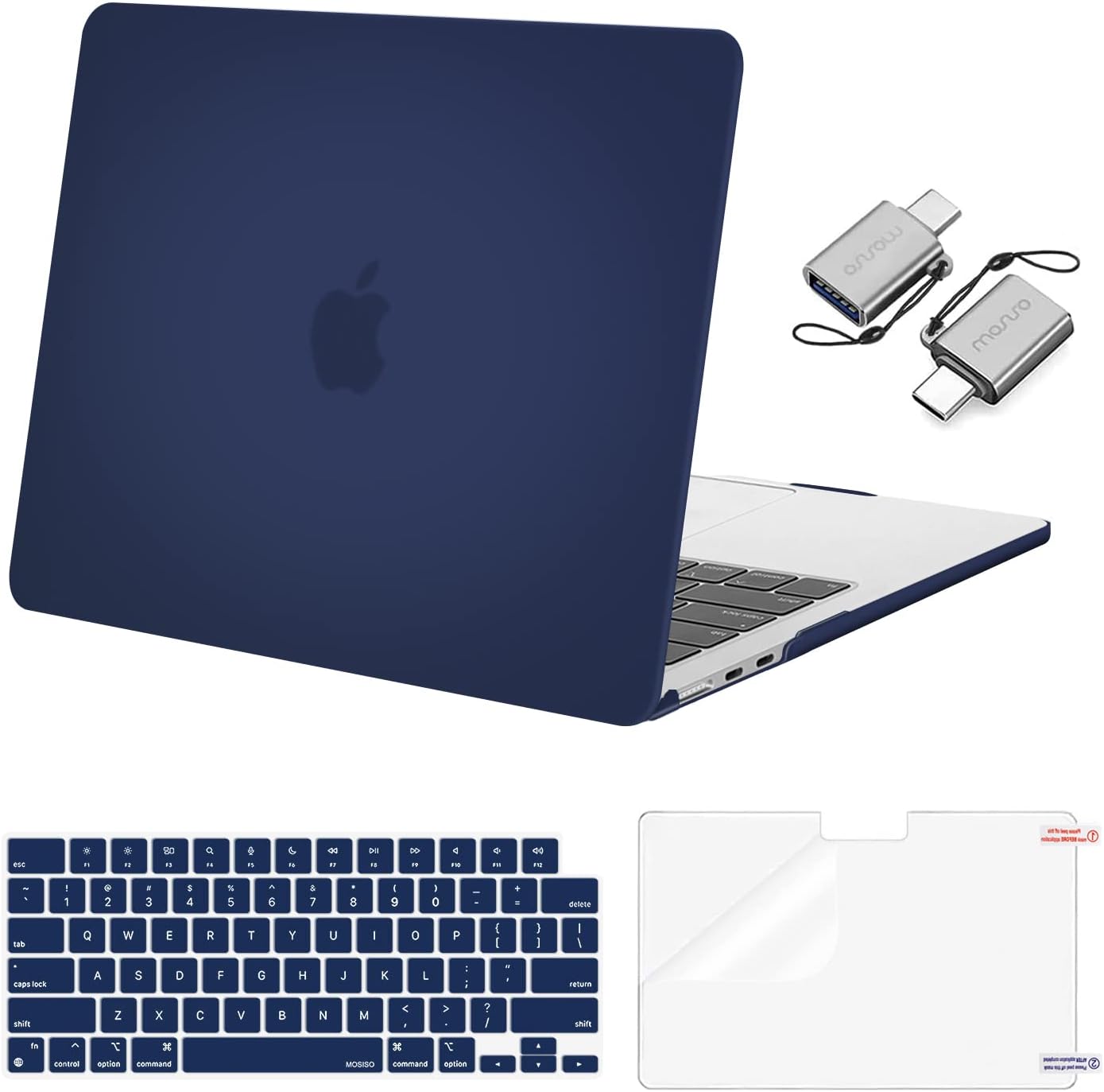 MOSISO Compatible with MacBook Air 13 inch Case M5 2026 M4 2025 M3 M2 2024-2022 A3449 A3240 A3113 A2681, Hard Shell&Keyboard Cover&Screen Film&Type C for MacBook Air 13.6 inch Case