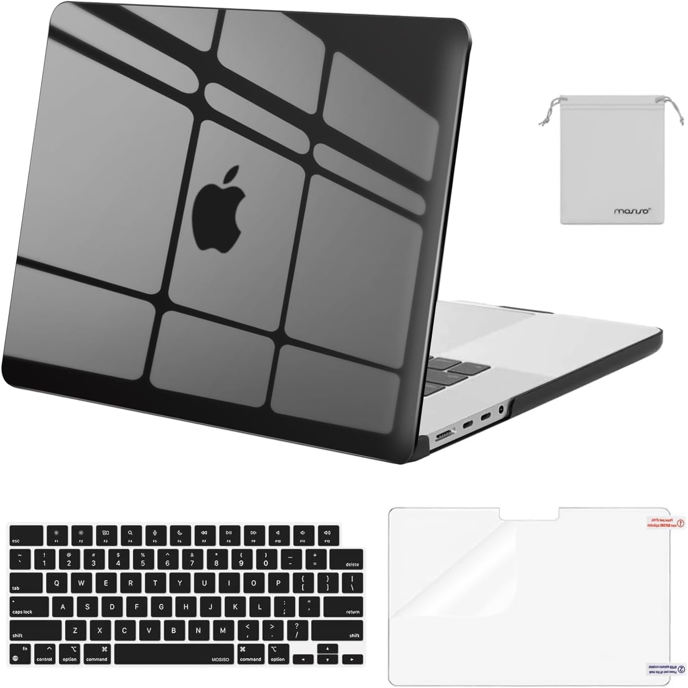 MOSISO Compatible with MacBook Pro 16 inch Case M5 2026 M4 2025 M3 M2 M1 2024-2021 A3429 A3428 A3403 A3186 A2991 A2780 A2485, Protective Hard Shell&Keyboard Cover&Screen Film&Pouch
