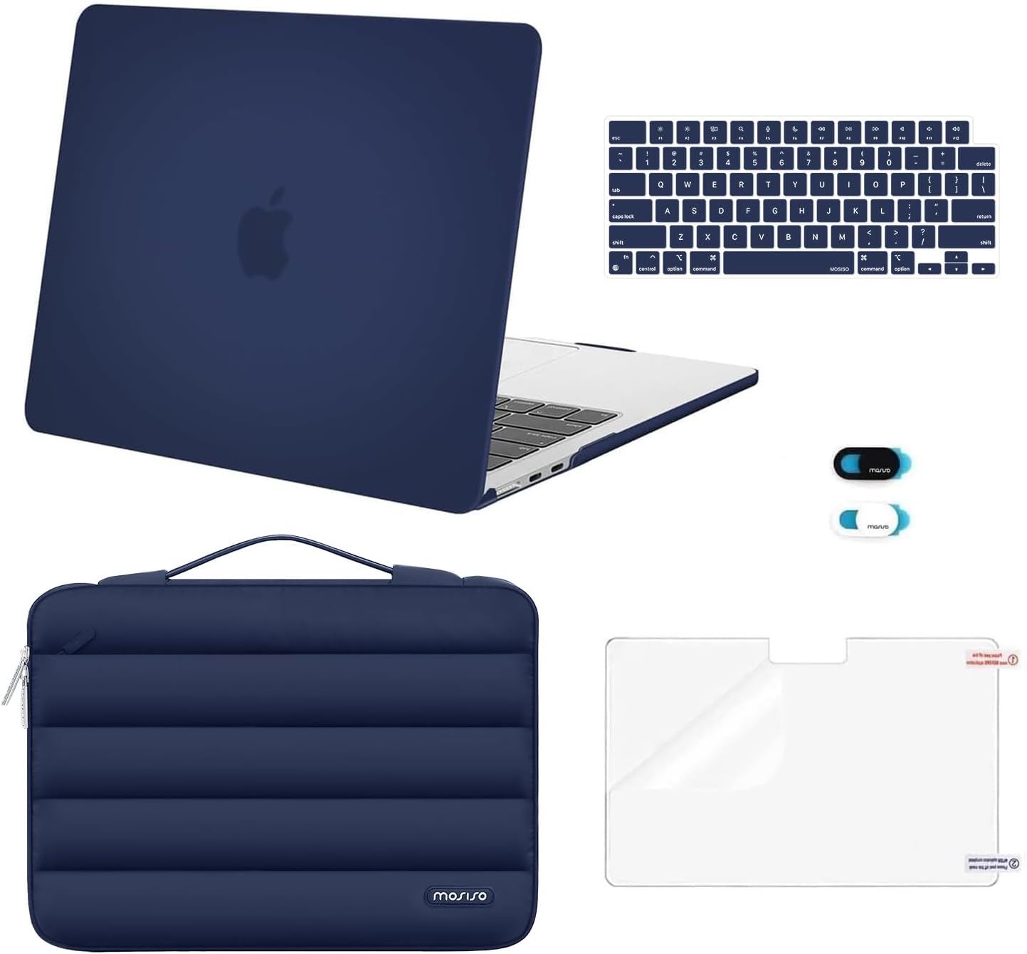 MOSISO Compatible with MacBook Air 13 inch Case M5 2026 M4 2025 M3 M2 2024-2022 A3449 A3240 A3113 A2681, Hard Case&Puffy Bag&Keyboard Cover&Webcam Cover&ScreenFilm for MacBook Air 13.6, Antique Green