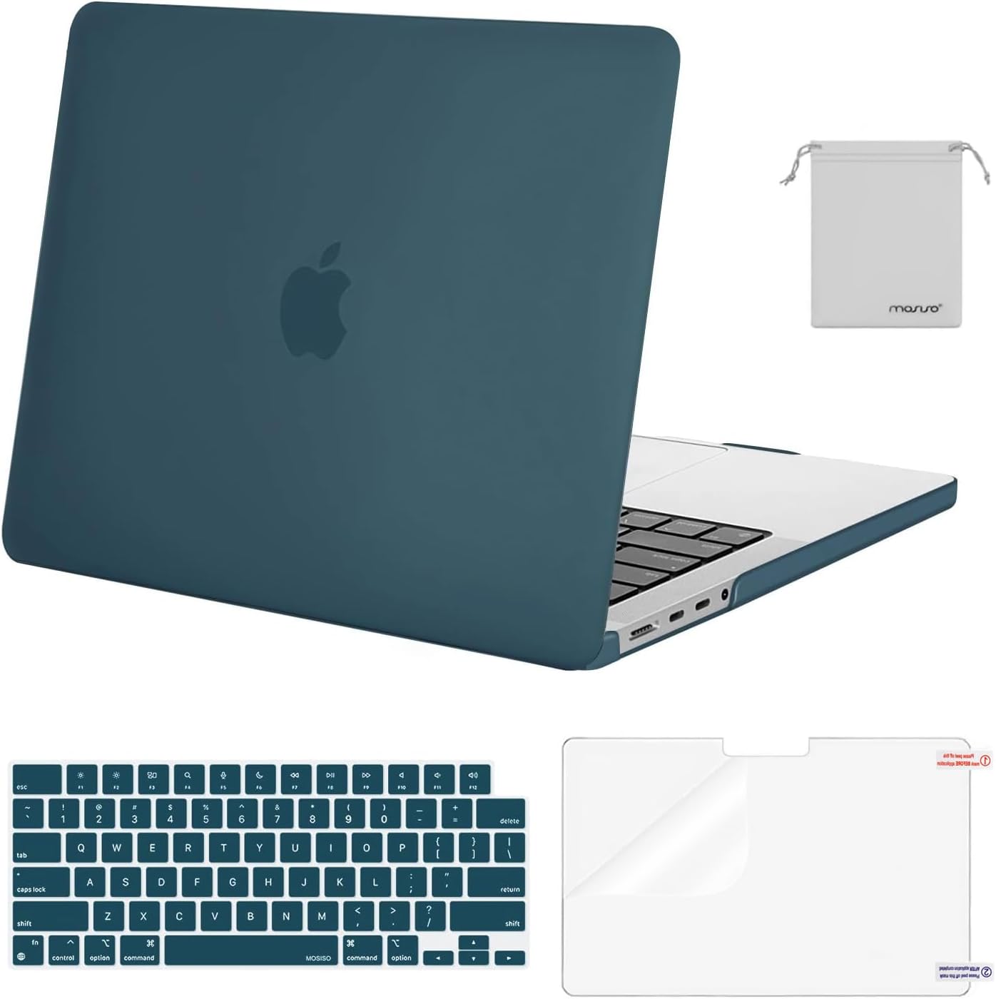 MOSISO Compatible with MacBook Pro 14 inch Case 2025 2024 2023 2022 2021 M4 M3 M2 M1 A3112 A3185 A3401 A2918 A2992 A2779 A2442, Plastic Hard Shell&Keyboard Cover&Screen Film&Pouch, Transparent