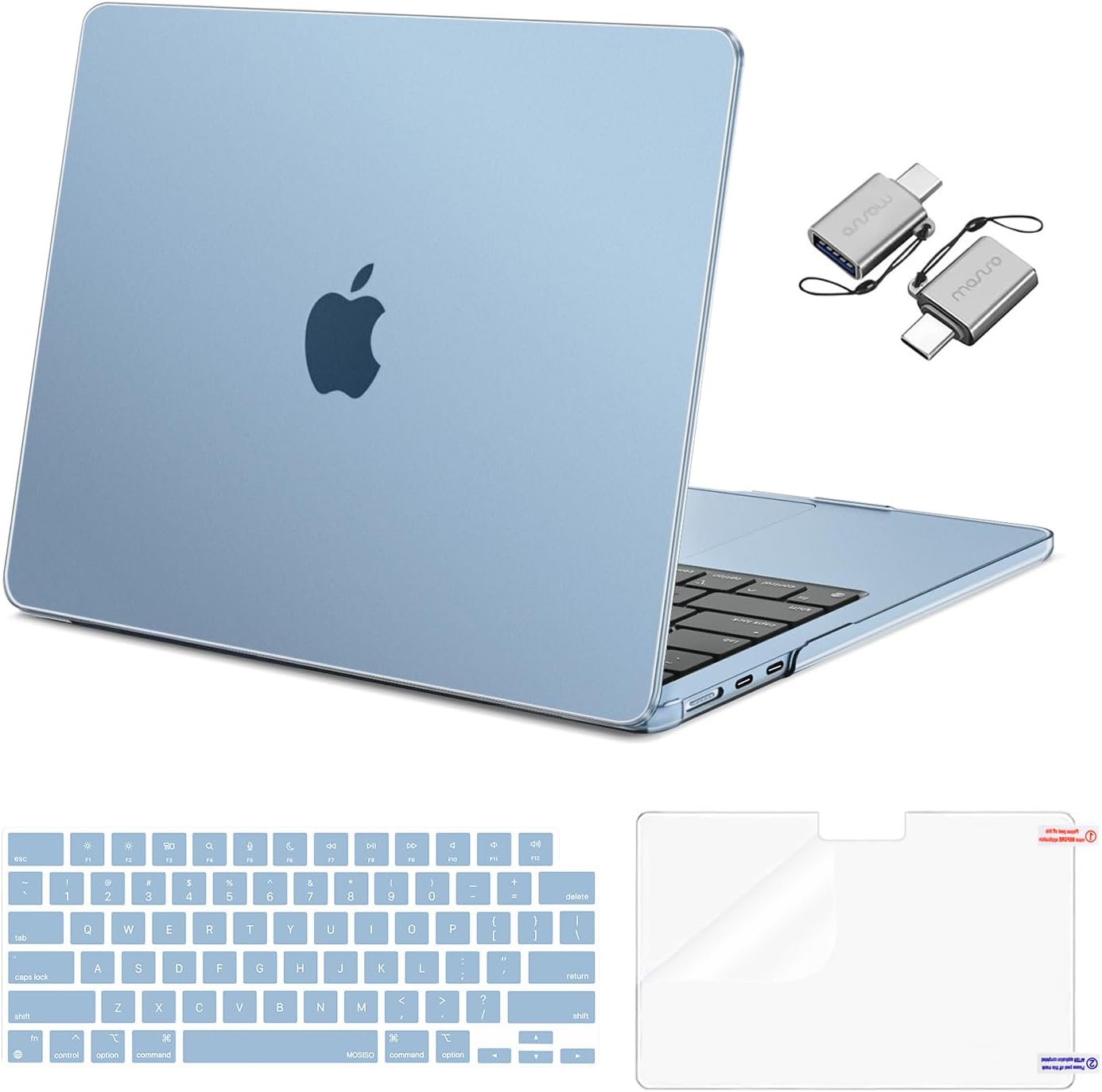 MOSISO Compatible with MacBook Air 13 inch Case M5 2026 M4 2025 M3 M2 2024-2022 A3449 A3240 A3113 A2681, Hard Shell&Keyboard Cover&Screen Film&Type C for MacBook Air 13.6 inch Case