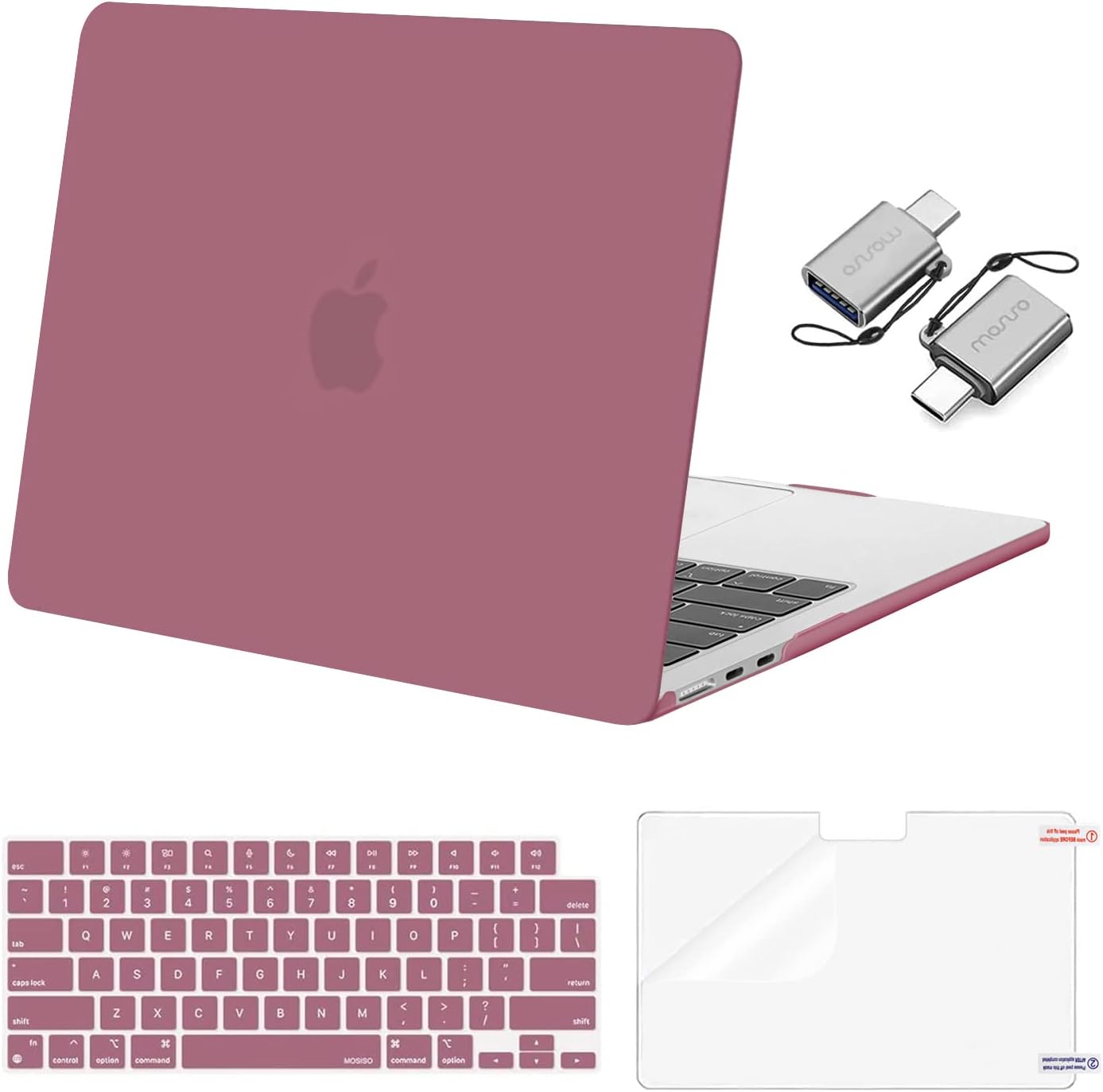MOSISO Compatible with MacBook Air 13 inch Case M5 2026 M4 2025 M3 M2 2024-2022 A3449 A3240 A3113 A2681, Hard Shell&Keyboard Cover&Screen Film&Type C for MacBook Air 13.6 inch Case