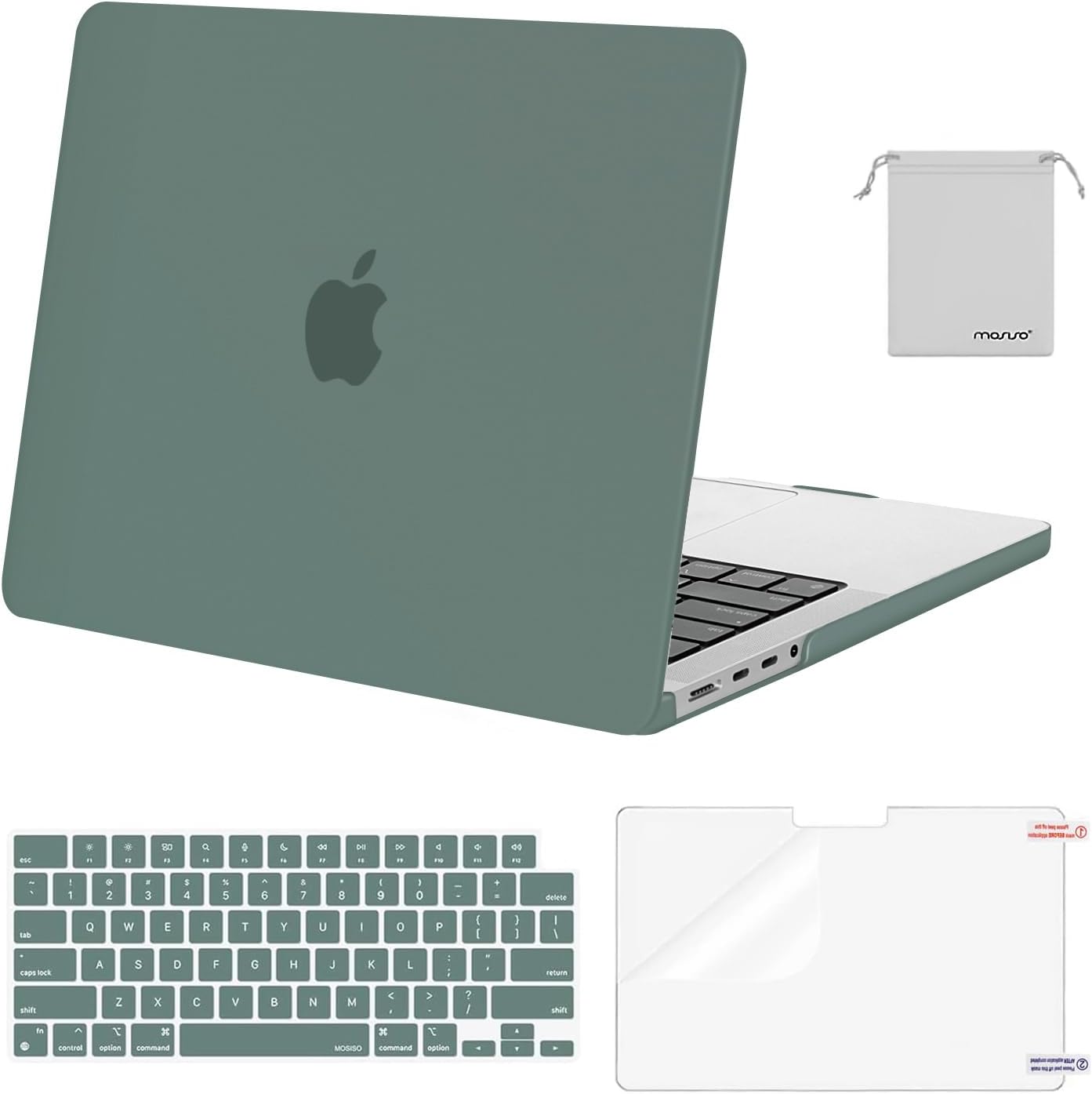 MOSISO Compatible with MacBook Pro 14 inch Case 2025 2024 2023 2022 2021 M4 M3 M2 M1 A3112 A3185 A3401 A2918 A2992 A2779 A2442, Plastic Hard Shell&Keyboard Cover&Screen Film&Pouch, Transparent