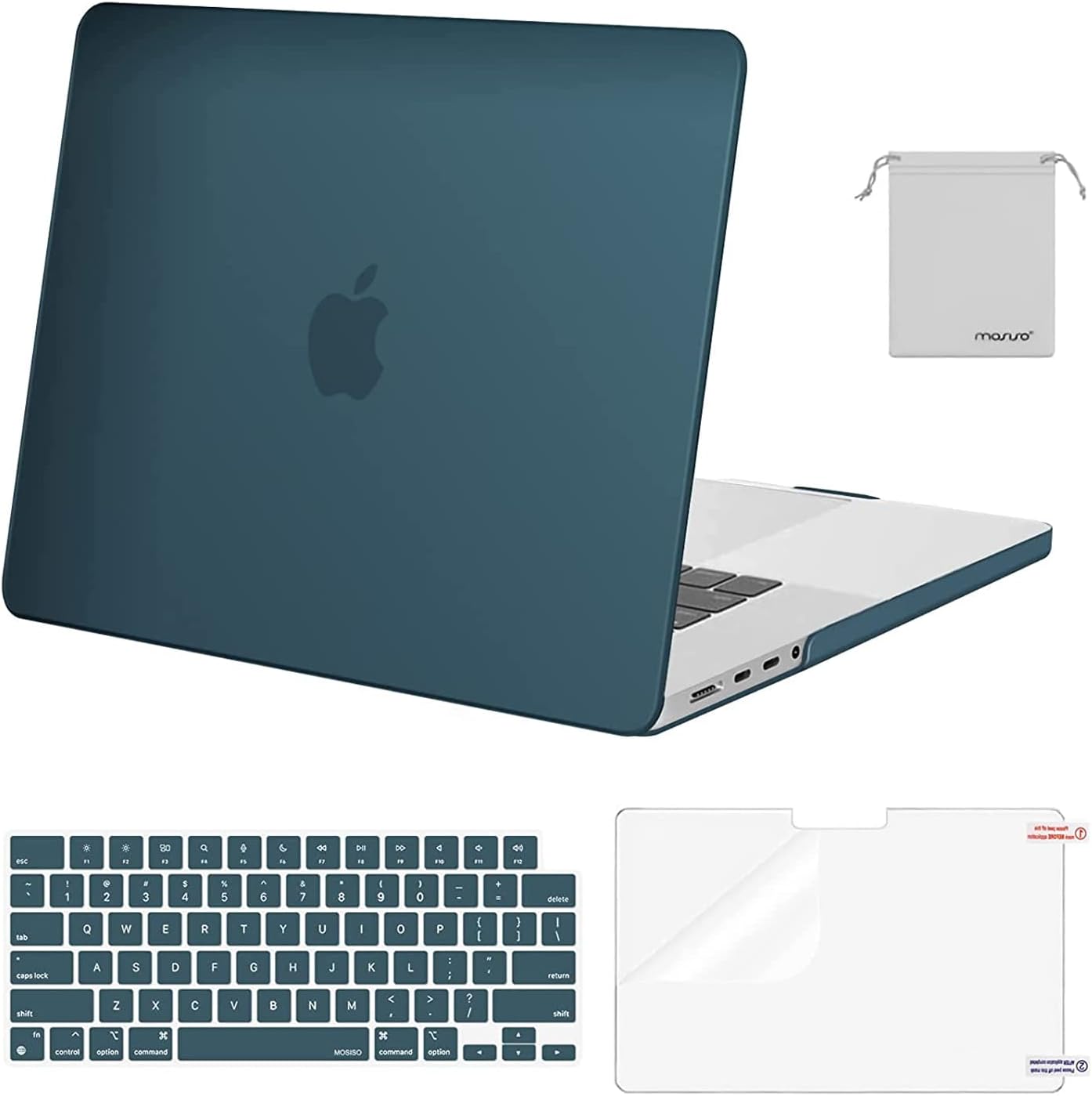 MOSISO Compatible with MacBook Pro 16 inch Case M5 2026 M4 2025 M3 M2 M1 2024-2021 A3429 A3428 A3403 A3186 A2991 A2780 A2485, Protective Hard Shell&Keyboard Cover&Screen Film&Pouch