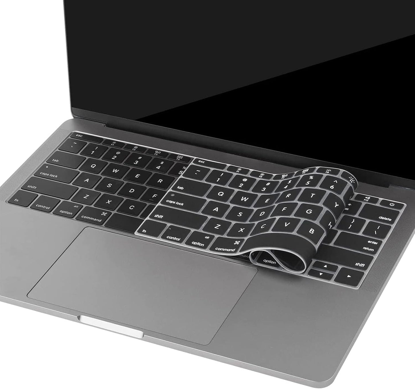 MOSISO Silicone Keyboard Cover Protective Skin Compatible with MacBook Pro 13 inch 2017 2016 Release A1708 Without Touch Bar & Compatible with MacBook 12 inch A1534, Black