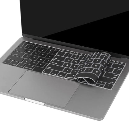 MOSISO Silicone Keyboard Cover Protective Skin Compatible with MacBook Pro 13 inch 2017 2016 Release A1708 Without Touch Bar & Compatible with MacBook 12 inch A1534, Black