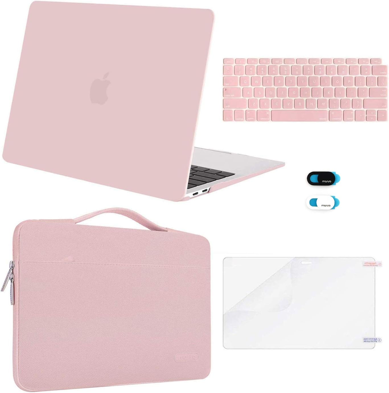 MOSISO Compatible with MacBook Air 13 inch Case M1 Chip 2021 2020 2019 2018 Release A2337 A2179 A1932 Retina Display, Plastic Hard Shell Case&Bag&Keyboard Skin&Webcam Cover&Screen Film, Black