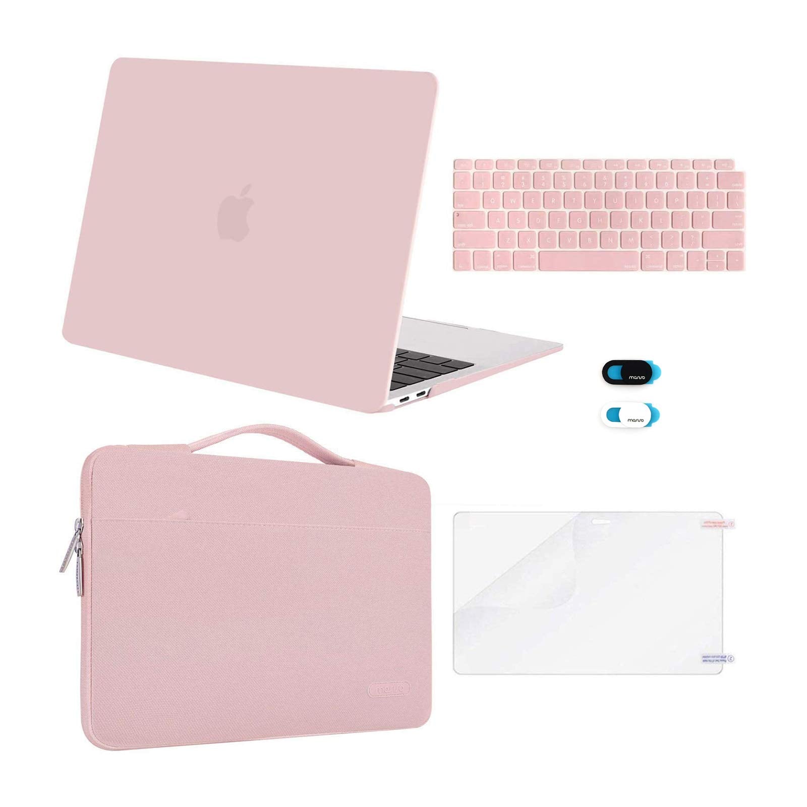 MOSISO Compatible with MacBook Air 13 inch Case M1 Chip 2021 2020 2019 2018 Release A2337 A2179 A1932 Retina Display, Plastic Hard Shell Case&Bag&Keyboard Skin&Webcam Cover&Screen Film, Rose Quartz