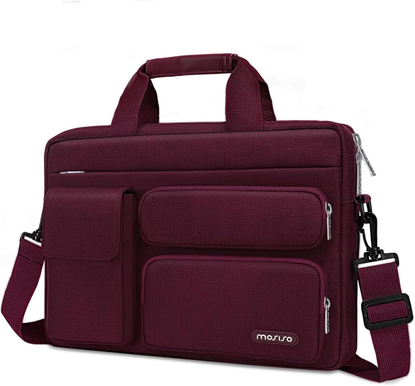 MOSISO Laptop Shoulder Bag 13-17.3 inch, 13/13.3/14/16/17.3 inch Computer Bag Compatible with MacBook Air/Pro 13 / Pro 14, HP Dell ASUS Lenovo with 2 Raised&1 Flapover&1 Horizontal Pocket&Handle&Belt