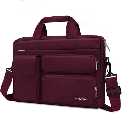 MOSISO Laptop Shoulder Bag 13-17.3 inch, 13/13.3/14/16/17.3 inch Computer Bag Compatible with MacBook Air/Pro 13 / Pro 14, HP Dell ASUS Lenovo with 2 Raised&1 Flapover&1 Horizontal Pocket&Handle&Belt