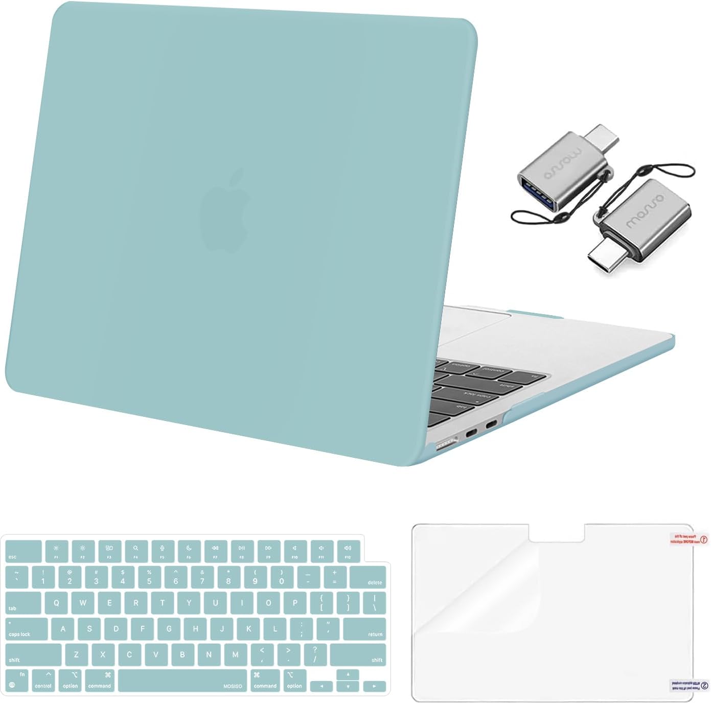 MOSISO Compatible with MacBook Air 13 inch Case M5 2026 M4 2025 M3 M2 2024-2022 A3449 A3240 A3113 A2681, Hard Shell&Keyboard Cover&Screen Film&Type C for MacBook Air 13.6 inch Case