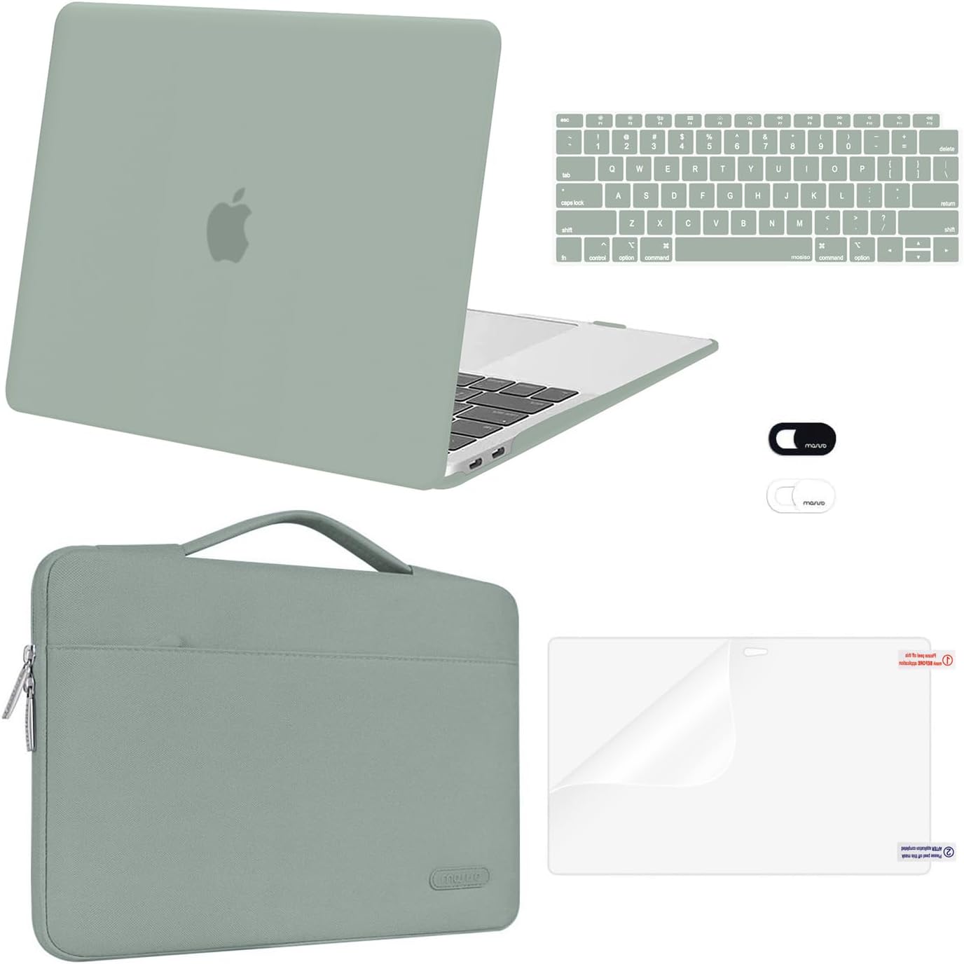 MOSISO Compatible with MacBook Air 13 inch Case M1 Chip 2021 2020 2019 2018 Release A2337 A2179 A1932 Retina Display, Plastic Hard Shell Case&Bag&Keyboard Skin&Webcam Cover&Screen Film, Black