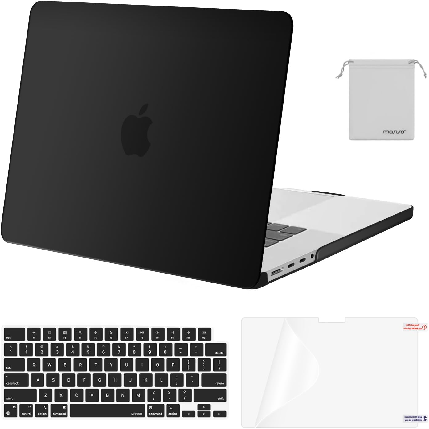 MOSISO Compatible with MacBook Pro 16 inch Case M5 2026 M4 2025 M3 M2 M1 2024-2021 A3429 A3428 A3403 A3186 A2991 A2780 A2485, Protective Hard Shell&Keyboard Cover&Screen Film&Pouch