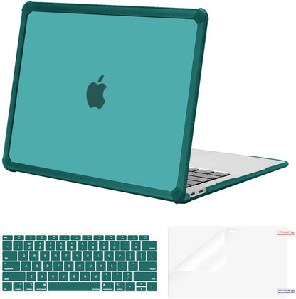 MOSISO Compatible with MacBook Air 13 inch Case 2022-2018 Release A2337 M1 A2179 A1932, Anti-Cracking Heavy Duty Plastic Hard Shell Case with TPU Bumper&Keyboard Cover&Screen Film