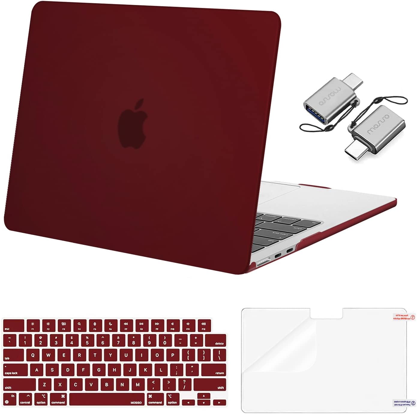 MOSISO Compatible with MacBook Air 13 inch Case M5 2026 M4 2025 M3 M2 2024-2022 A3449 A3240 A3113 A2681, Hard Shell&Keyboard Cover&Screen Film&Type C for MacBook Air 13.6 inch Case