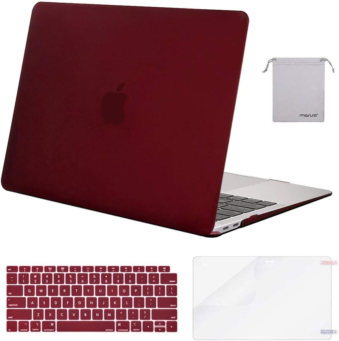 MOSISO Compatible with MacBook Air 13 inch Case M1 Chip 2021-2018 Release A2337 A2179 A1932, Plastic Hard Shell&Keyboard Cover&Screen Film&Storage Bag for MacBook Air 13.3 inch Case, Crystal Midnight