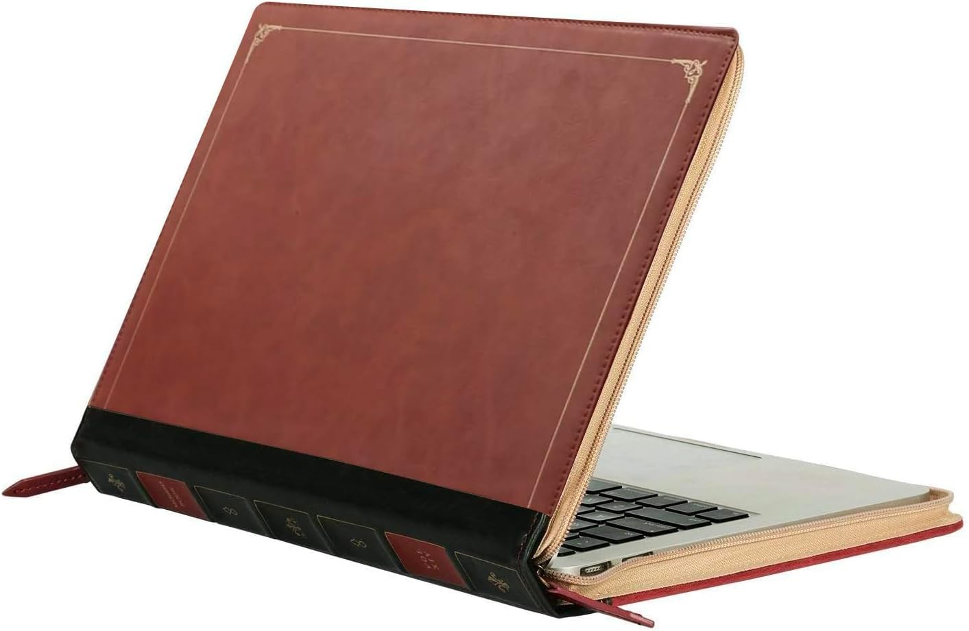MOSISO Compatible with MacBook Air 15 inch 2026-2023 M5 M4 M3 M2/Pro 15 inch Case A1990 A1707 2019-2016, PU Leather Laptop Sleeve Vintage Retro Zippered Portfolio Protective Case Cover