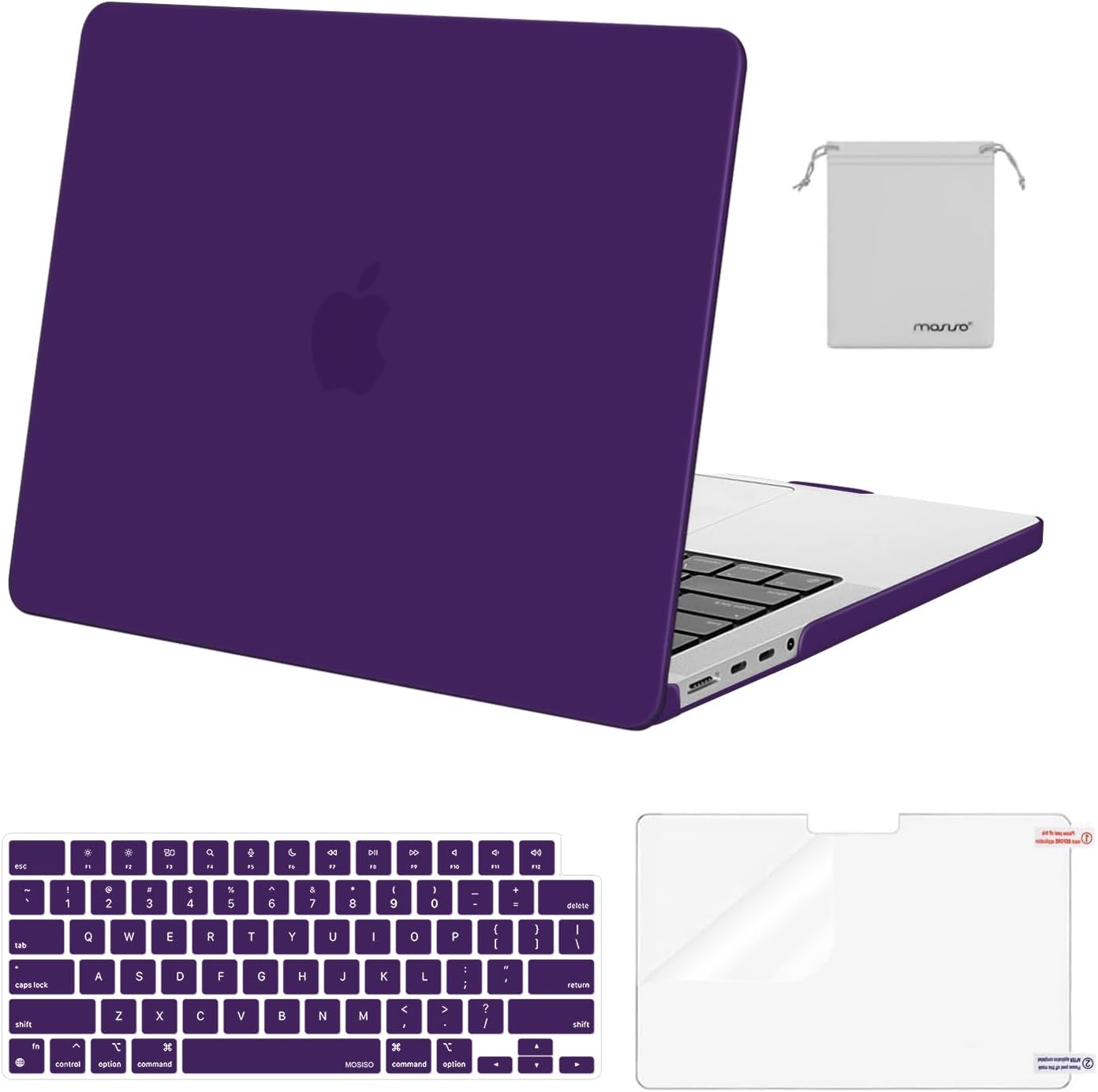MOSISO Compatible with MacBook Pro 14 inch Case M5 2026 M4 2025 M3 M2 M1 2024-2021 A3427 A3426 A3434 A3112 A3185 A3401 A2918 A2992 A2779 A2442,Hard Case&Keyboard Skin&ScreenFilm&Pouch, Rose Quartz