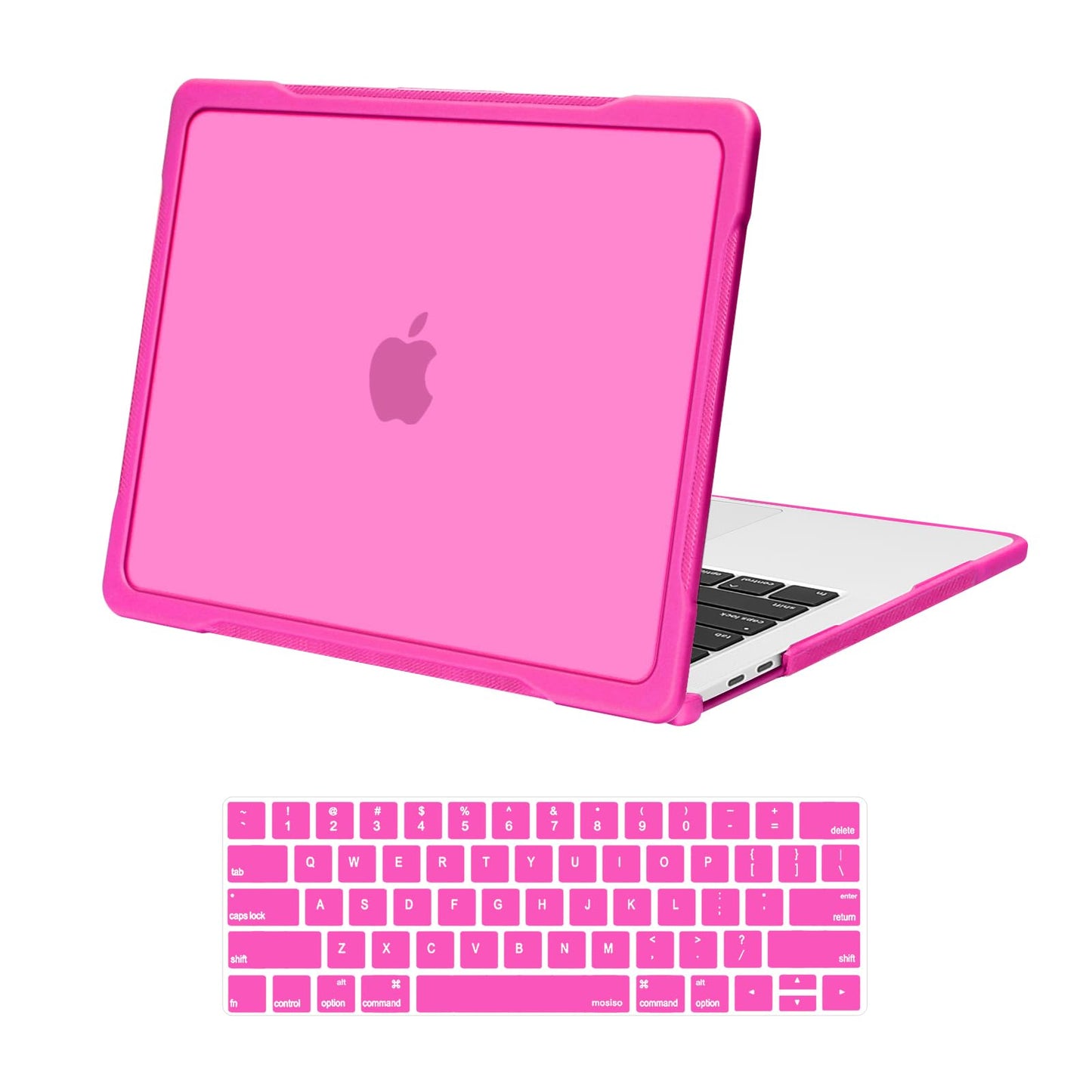 MOSISO Compatible with MacBook Pro 13 inch Case M2 2025-2016 A2338 M1 A2251 A2289 A2159 A1989 A1708 A1706, Soft TPU Bumper Anti-Cracking&Anti-Fingerprint Plastic Hard Case&Keyboard Cover, Pink