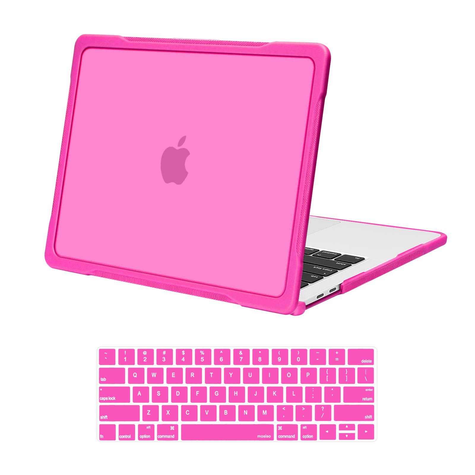 MOSISO Compatible with MacBook Pro 13 inch Case M2 2025-2016 A2338 M1 A2251 A2289 A2159 A1989 A1708 A1706, Soft TPU Bumper Anti-Cracking&Anti-Fingerprint Plastic Hard Case&Keyboard Cover, Pink