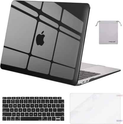 MOSISO Compatible with MacBook Air 13 inch Case M1 Chip 2021-2018 Release A2337 A2179 A1932, Plastic Hard Shell&Keyboard Cover&Screen Film&Storage Bag for MacBook Air 13.3 inch Case, Crystal Midnight