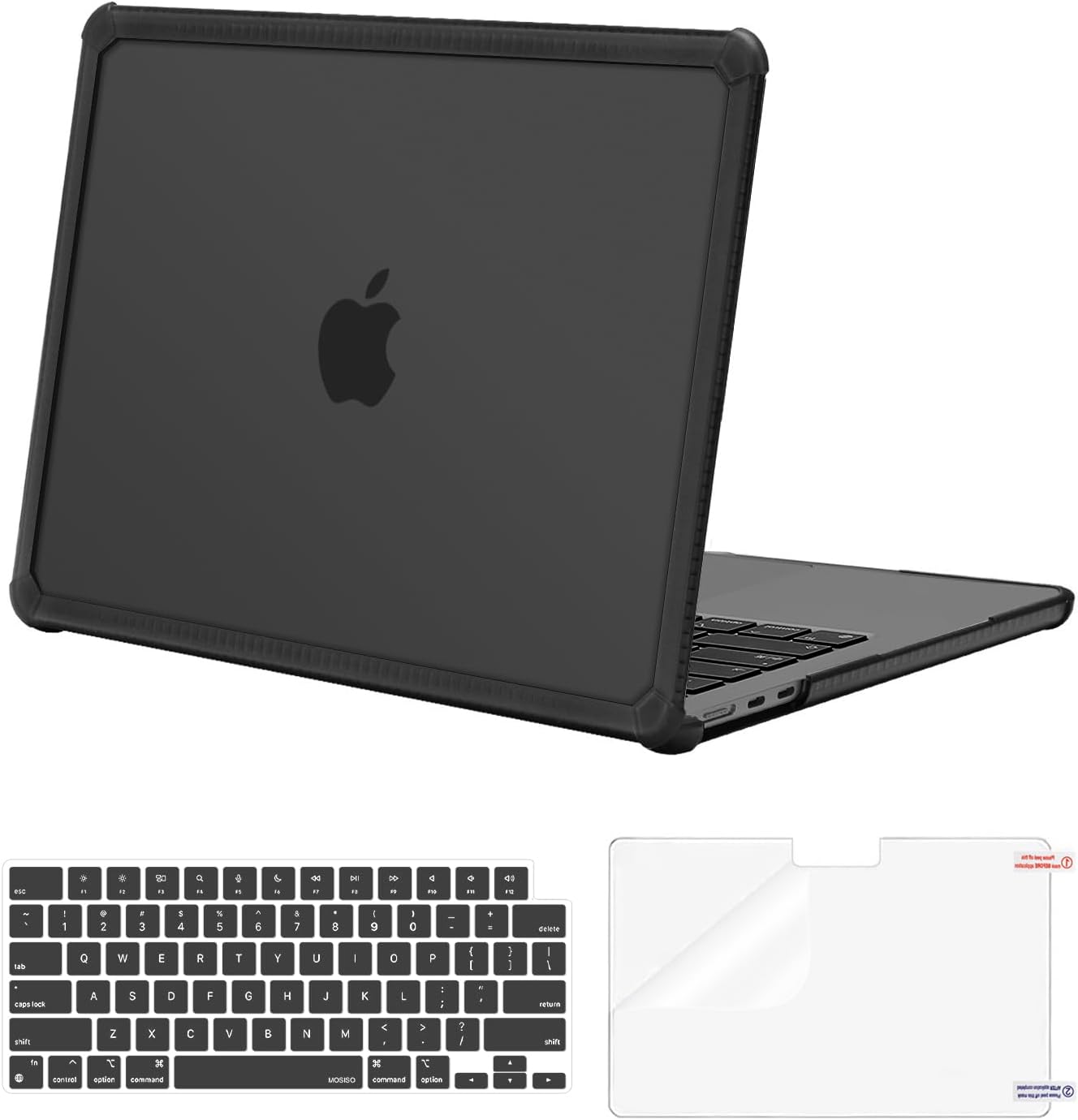 MOSISO Compatible with MacBook Air 13 inch Case M5 2026 M4 2025 M3 M2 2024-2022 A3449 A3240 A3113 A2681,3 in 1 Kit Crack-Resistant Heavy Duty Protective Plastic Hard Case with TPU Bumper, Pink