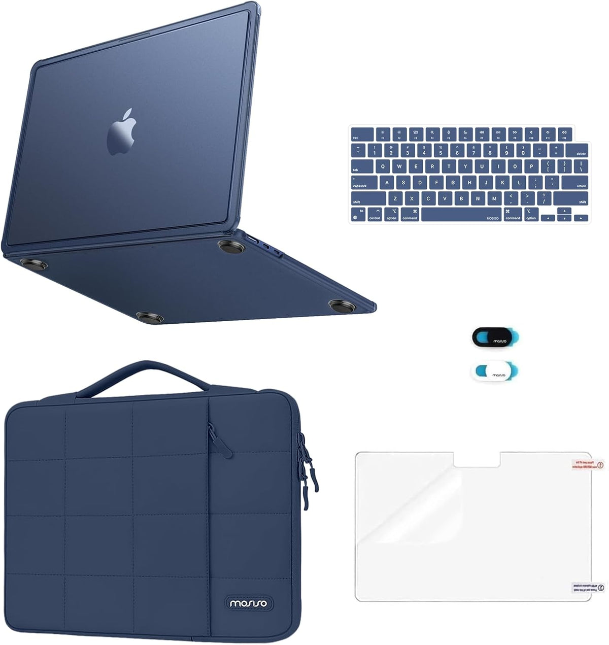 MOSISO 5-in-1 Hard Shell Kit for MacBook Air 13 Inch M5-M2 — A3449/A3240/A3113/A2681, Pink Anti-Crack Case with 2 Keyboard Covers & Webcam Cover