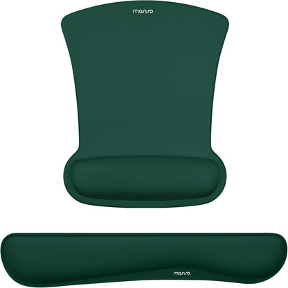 MOSISO Wrist Rest Support for Mouse Pad & Keyboard Set, Ergonomic Mousepad Non-Slip Base Home/Office Pain Relief & Easy Typing Cushion with Neoprene Cloth & Raised Memory Foam