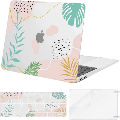 MOSISO Compatible with MacBook Air 13 inch Case 2022 2021 2020 2019 2018 Release A2337 M1 A2179 A1932 Touch ID, Plastic Artistic Leaf Hard Shell Case&Keyboard Cover&Screen Protector, Transparent