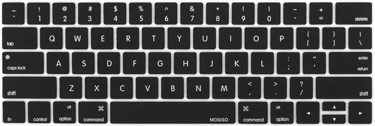 MOSISO Keyboard Cover Compatible with MacBook Pro with Touch Bar 13 and 15 inch 2019 2018 2017 2016 (Model: A2159, A1989, A1990, A1706, A1707), Silicone Skin Protector, Black