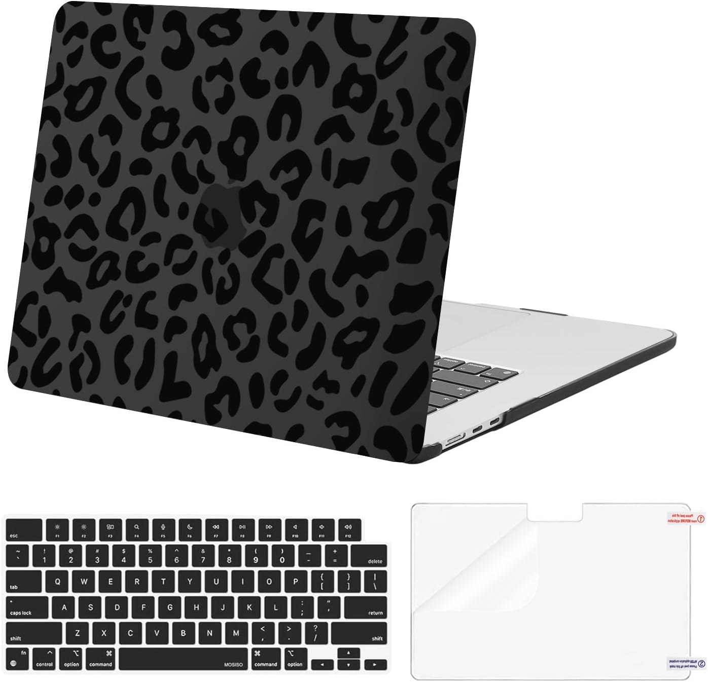 MOSISO Compatible with MacBook Air 15 inch M5 2026 M4 2025 M3 M2 2024 2023 A3448 A3241 A3114 A2941 with Touch ID, Protective Leopard Grain Hard Shell&Keyboard Cover&Screen Protector