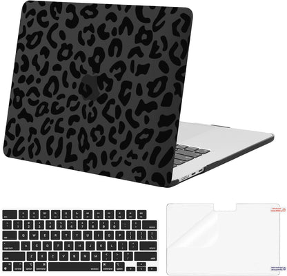 MOSISO 3 in 1 Leopard Grain Hard Shell Case Compatible with MacBook Air 15 Inch M5-M2 2023-2026 A3448 A3241 A3114 A2941, Touch ID Laptop Cover With Keyboard Cover Screen Protector, Multi Colors Available
