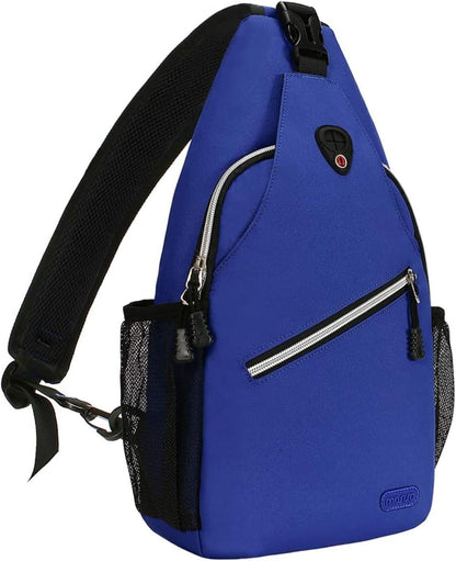 MOSISO Solid Mini Sling Backpack, Lightweight Polyester Crossbody Chest Daypack with Anti-Theft Pocket & Dual Mesh Side Pockets, Fits 9 Inch iPad Mini for Casual Hiking Travel Sports