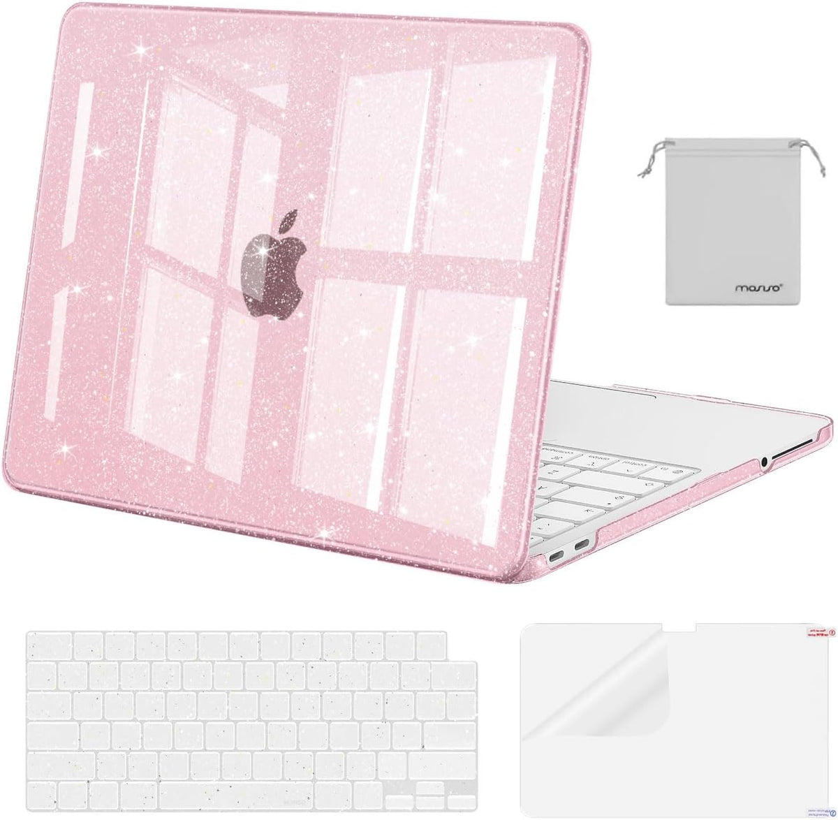 MOSISO Sparkly Glitter Case Compatible with MacBook Neo Case 13 inch 2026 | Model A3404 with A18 Pro Chip, Crack‑Resistant Protective Hard Shell Case&Keyboard Cover&ScreenFilm&Pouch