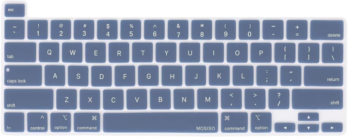 MOSISO Keyboard Cover Compatible with MacBook Pro 13 inch M2 2023, 2022, 2021 2020 M1 A2338 A2289 A2251&Compatible with MacBook Pro 16 2020 2019 A2141 Touch ID,Protective Silicone Skin, Airy Blue