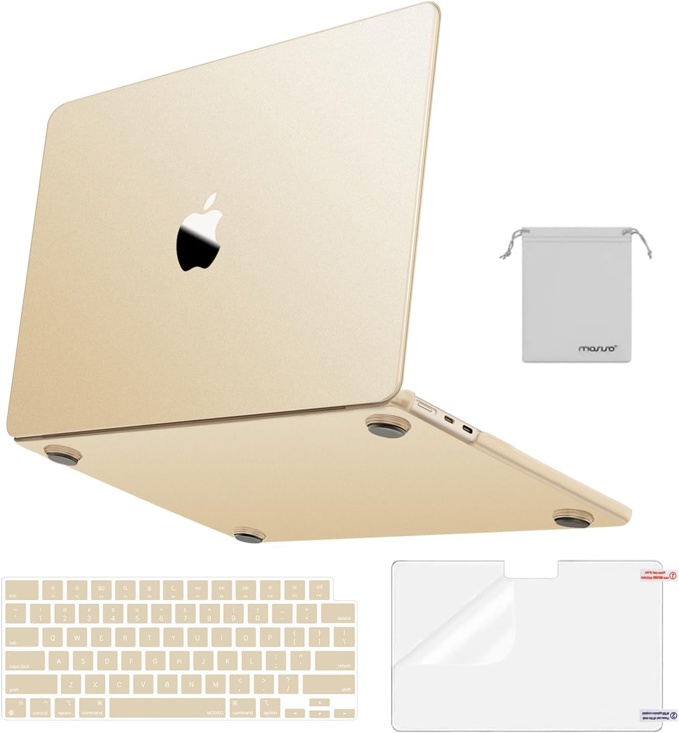 MOSISO Compatible with MacBook Air 13 inch Case M5 2026 M4 M3 M2 2025-2022 A3449 A3240 A3113 A2681, 4 in 1 Kit Matte Hard Shell for MacBook Air 13.6 Case, Anti-Fingerprints&Ultra-Thin, Starlight Clear