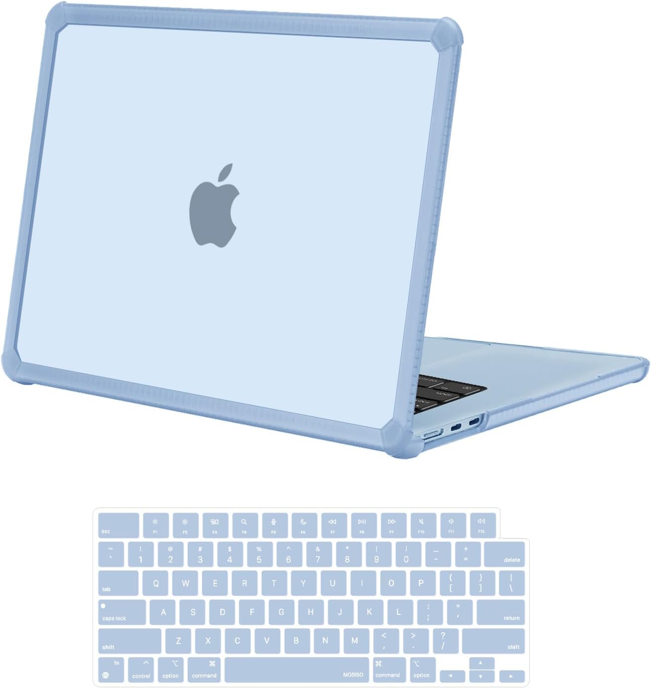 MOSISO Shock-Absorbing Hard Case Compatible with MacBook Air 15 inch M5 2026 M4 M3 M2 2025-2023 A3448 A3241 A3114 A2941,Anti-Cracking Heavy Duty Hard Shell with TPU Bumper&Keyboard Cover