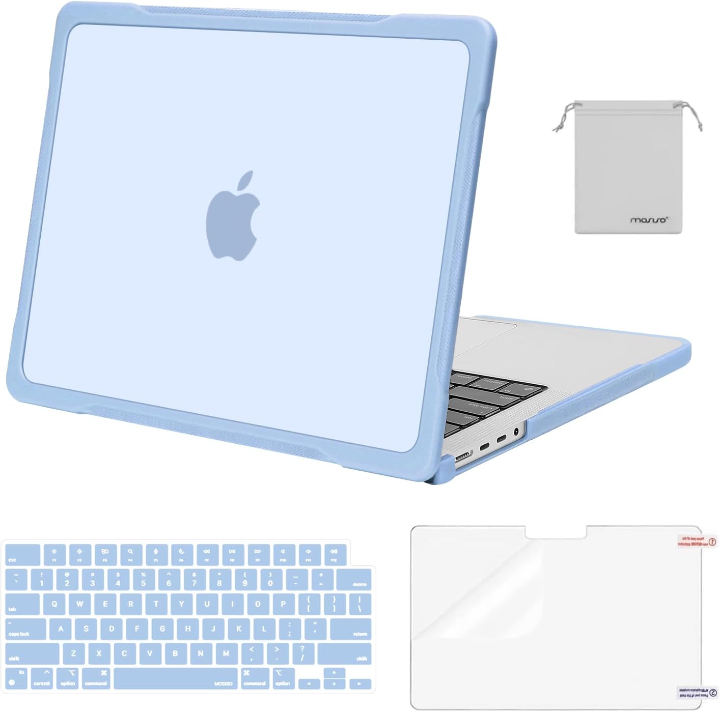 MOSISO Compatible with MacBook Pro 14 inch Case M5 2026 M4 M3 M2 M1 2025-2021 A3427 A3426 A3434 A3112 A3185 A3401 A2918 A2992 A2779 A2442, 4 in 1 Kit Anti-Crack Hard Shell with TPU Bumper