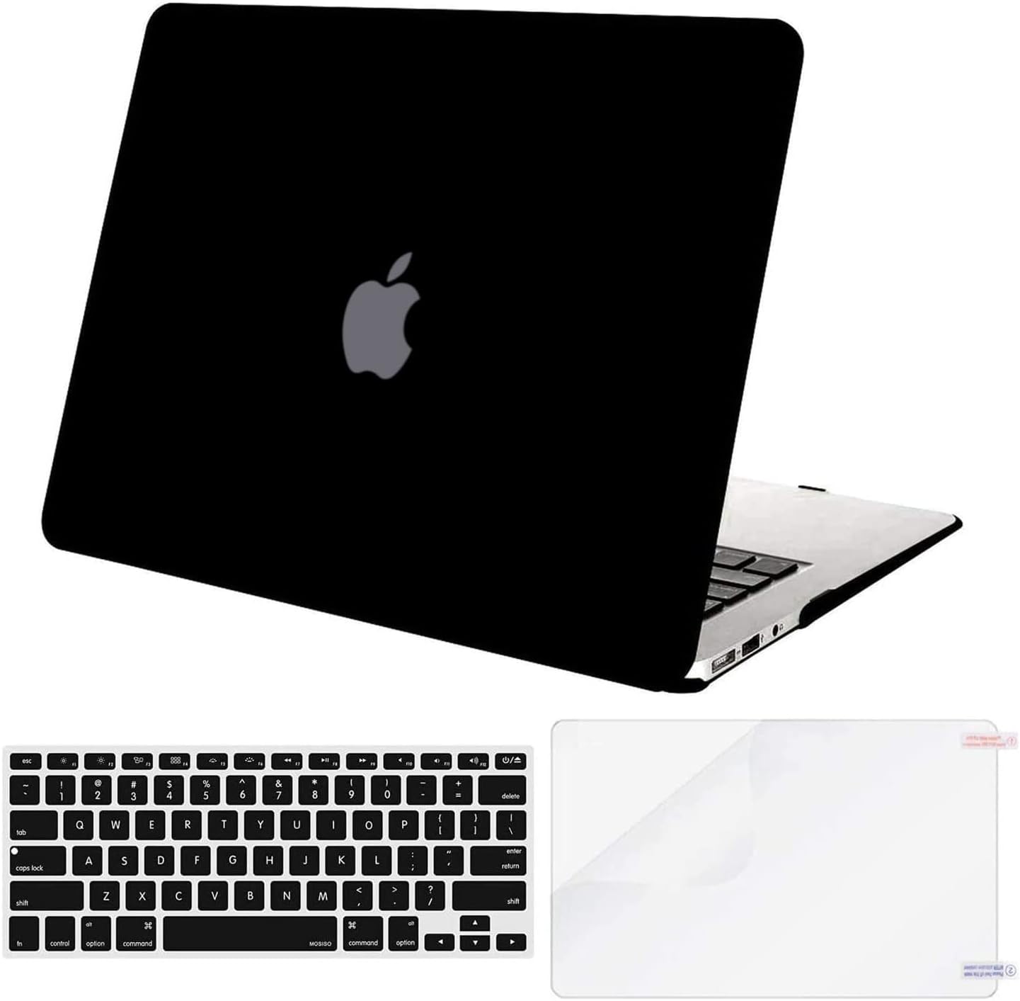 MOSISO Compatible with MacBook Air 13 inch Case (Models: A1369 & A1466, Older Version 2010-2017 Release), Protective Plastic Hard Shell Case & Keyboard Cover & Screen Protector, Black mysite