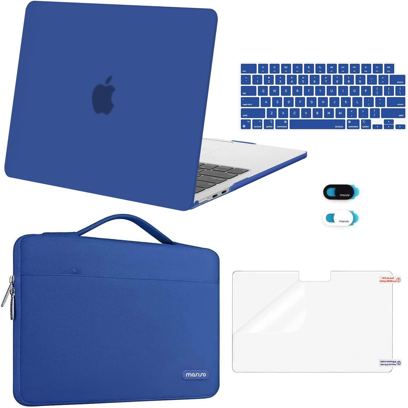 MOSISO Compatible with MacBook Air 13 inch Case M5 2026 M4 2025 M3 M2 2024-2022 A3449 A3240 A3113 A2681,Hard Shell&Sleeve Bag&Keyboard Skin&Webcam Cover&ScreenFilm for MacBook Air 13.6