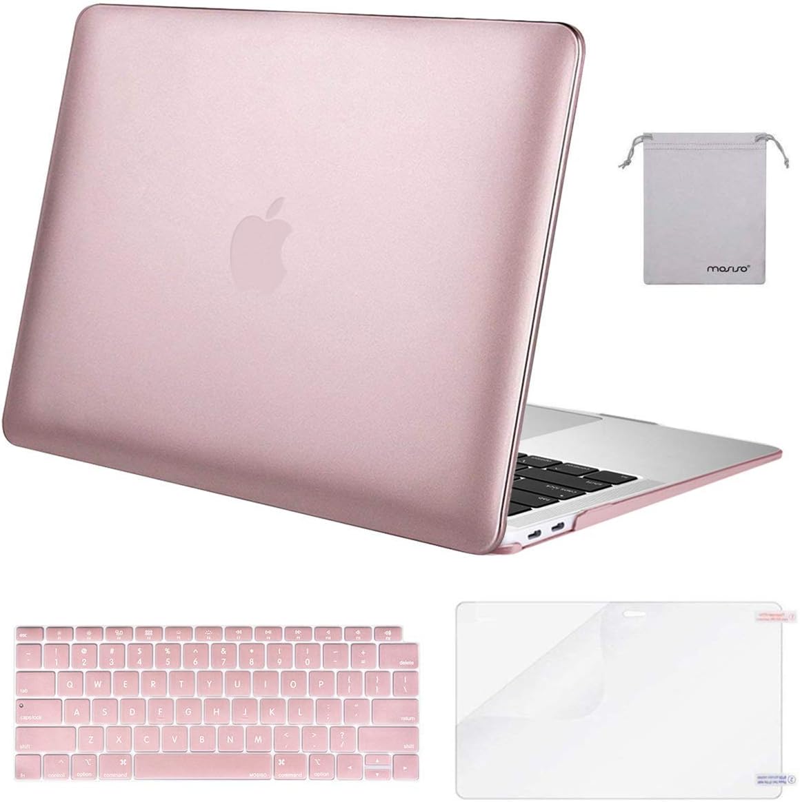 MOSISO Compatible with MacBook Air 13 inch Case M1 Chip 2021-2018 Release A2337 A2179 A1932, Plastic Hard Shell&Keyboard Cover&Screen Film&Storage Bag for MacBook Air 13.3 inch Case, Crystal Midnight