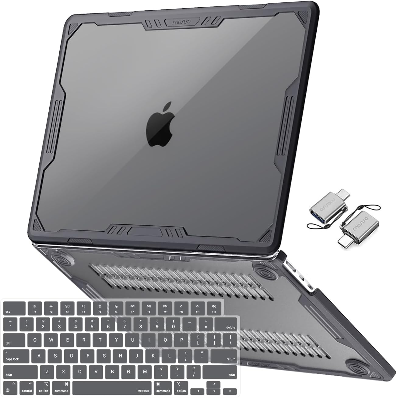 MOSISO Compatible with MacBook Air 13 inch Case 2026-2022 M5 A3449 M4 A3240 M3 A3113 M2 A2681, 3 in 1 Kit Symmetric Geometric Heavy Duty Hard Case with TPU Bumper for MacBook Air 13.6