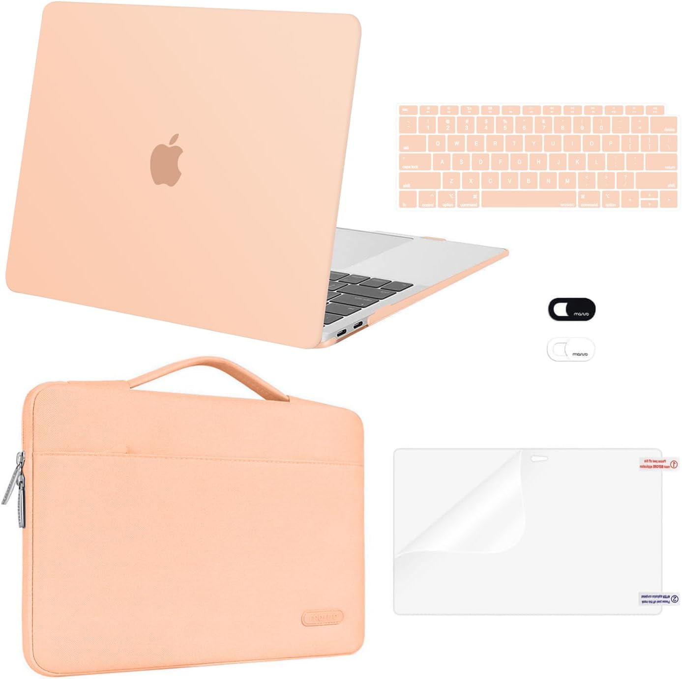 MOSISO Compatible with MacBook Air 13 inch Case M1 Chip 2021 2020 2019 2018 Release A2337 A2179 A1932 Retina Display, Plastic Hard Shell Case&Bag&Keyboard Skin&Webcam Cover&Screen Film, Black