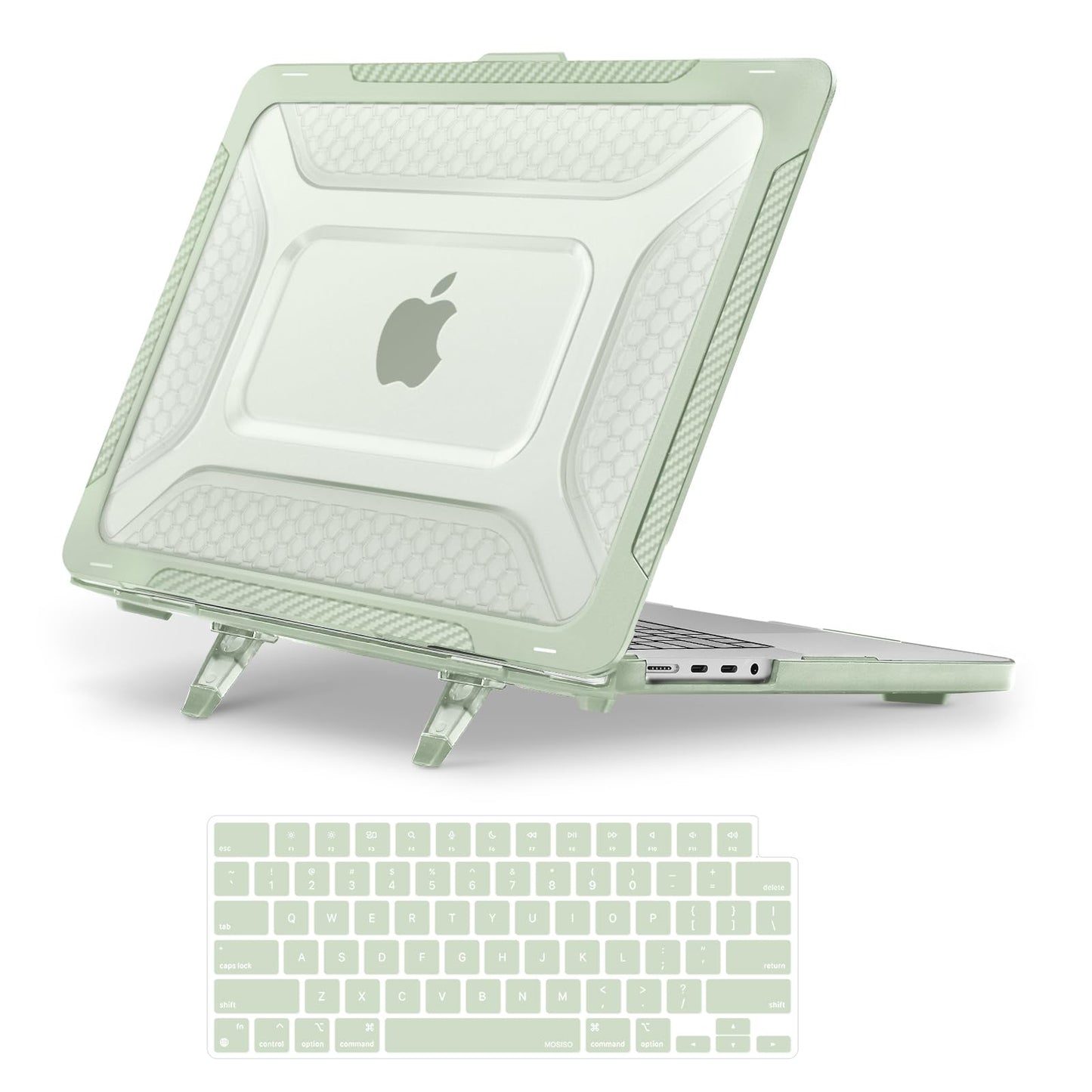 MOSISO Compatible with MacBook Pro 16 inch Case 2025-2021 M4 M3 M2 M1 A3403 A3186 A2991 A2780 A2485, Honeycomb Shockproof TPU Bumper Hard Shell Case with Fold Kickstand&Keyboard Skin, Black