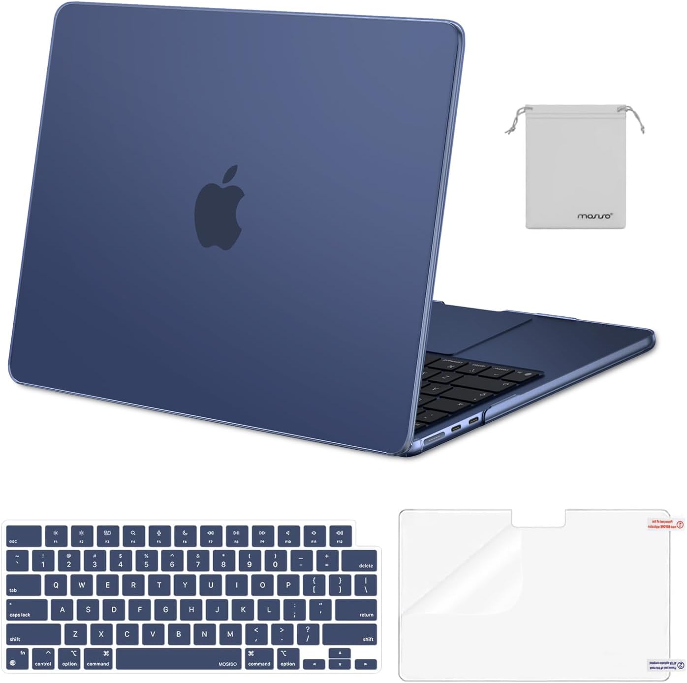 MOSISO Compatible with MacBook Air 13 inch Case M5 2026 M4 2025 M3 M2 2024-2022 A3449 A3240 A3113 A2681,Hard Shell&Keyboard Cover&Screen Film&Pouch for MacBook Air 13.6 inch Case, Crystal Clear